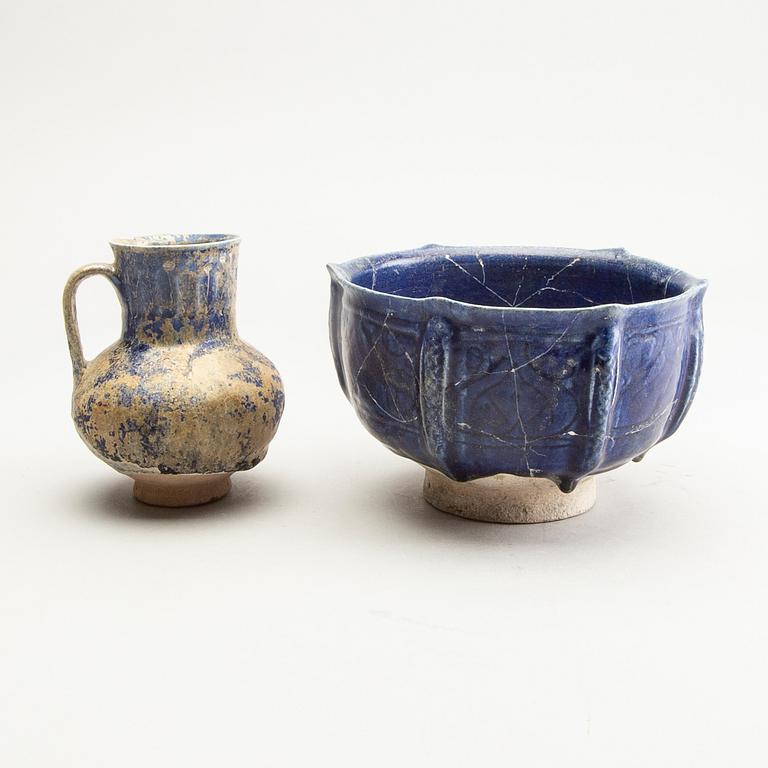 A group of lapiz lazuli blue ceramics, Persia, possibly 12th/14th Century.