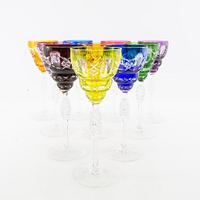 Wine glasses 10 pcs Bohemia 20th century cut glass.