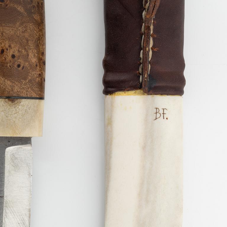 A reindeer horn knife by Bertil Fällman, signed.