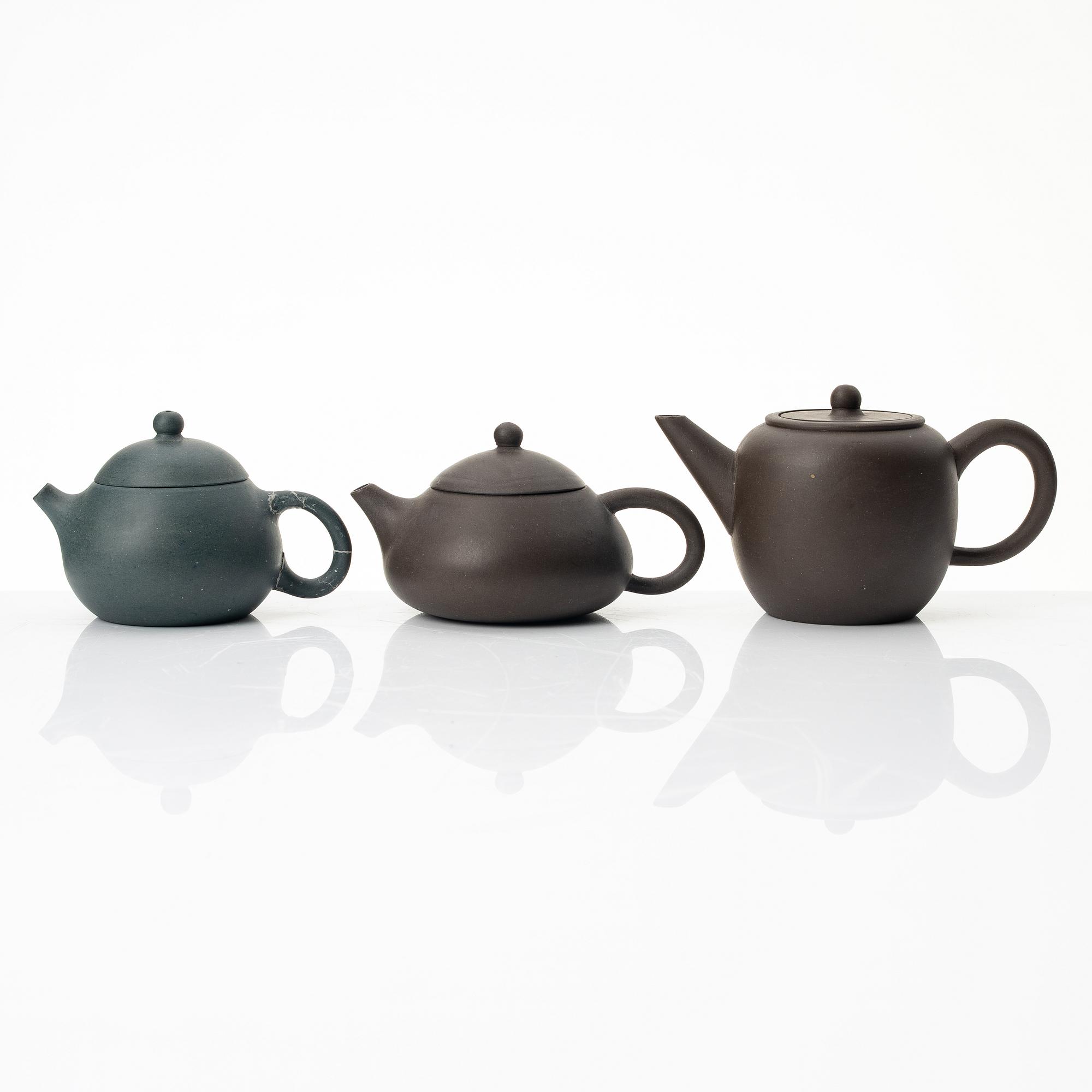 Tekannor, fem stycken, yixing, Kina, 1980/-90-tal.