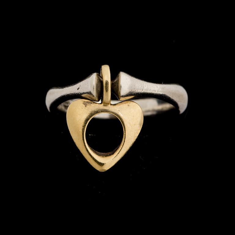 RING, sterlingsilver samt 18 k guld, Georg Jensen. Vikt ca 5 g.