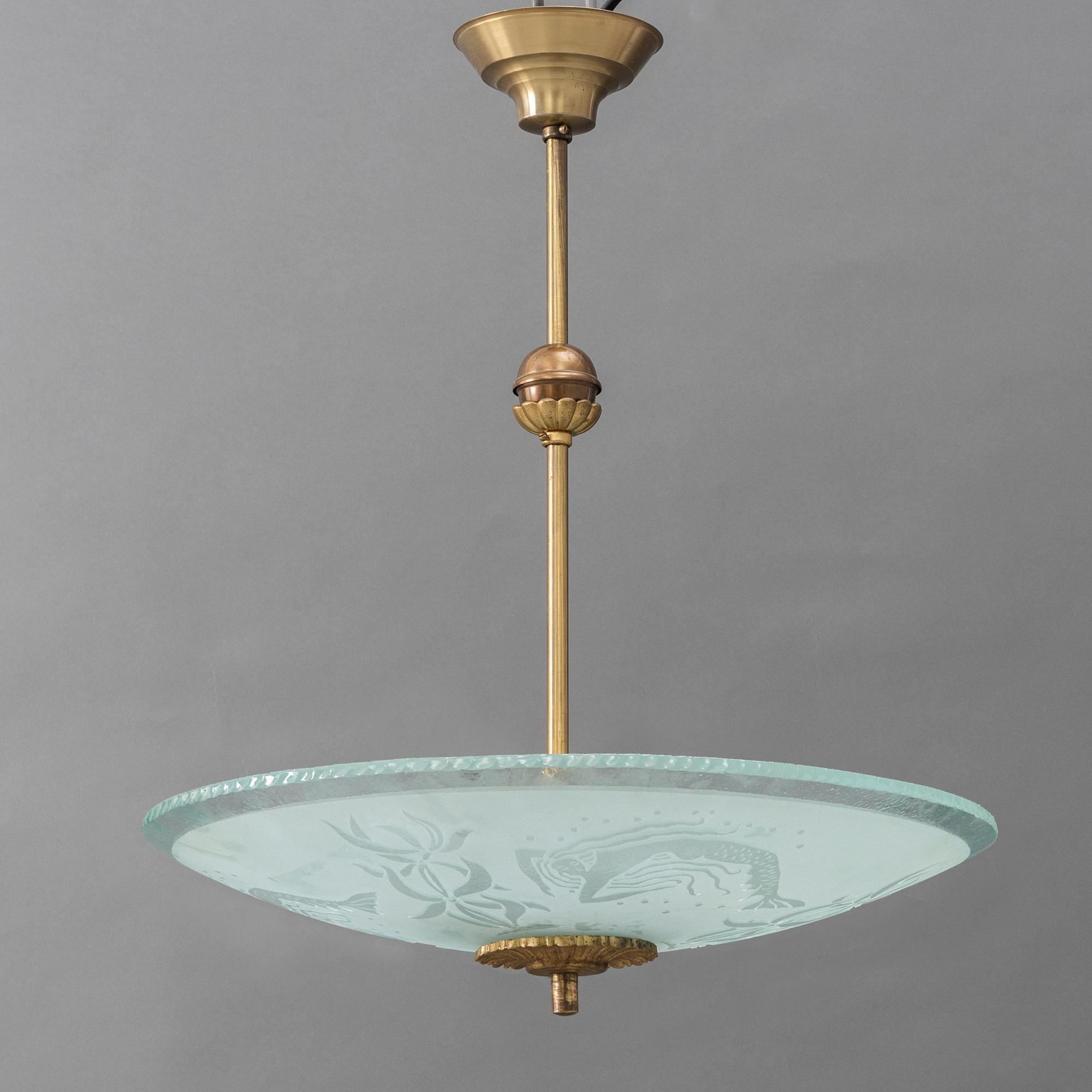 A Swedish Modern ceiling lamp, 1940s.