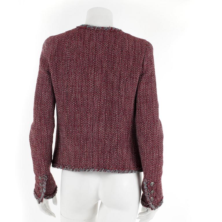 CHANEL, a red woolblend jacket. French size 42.