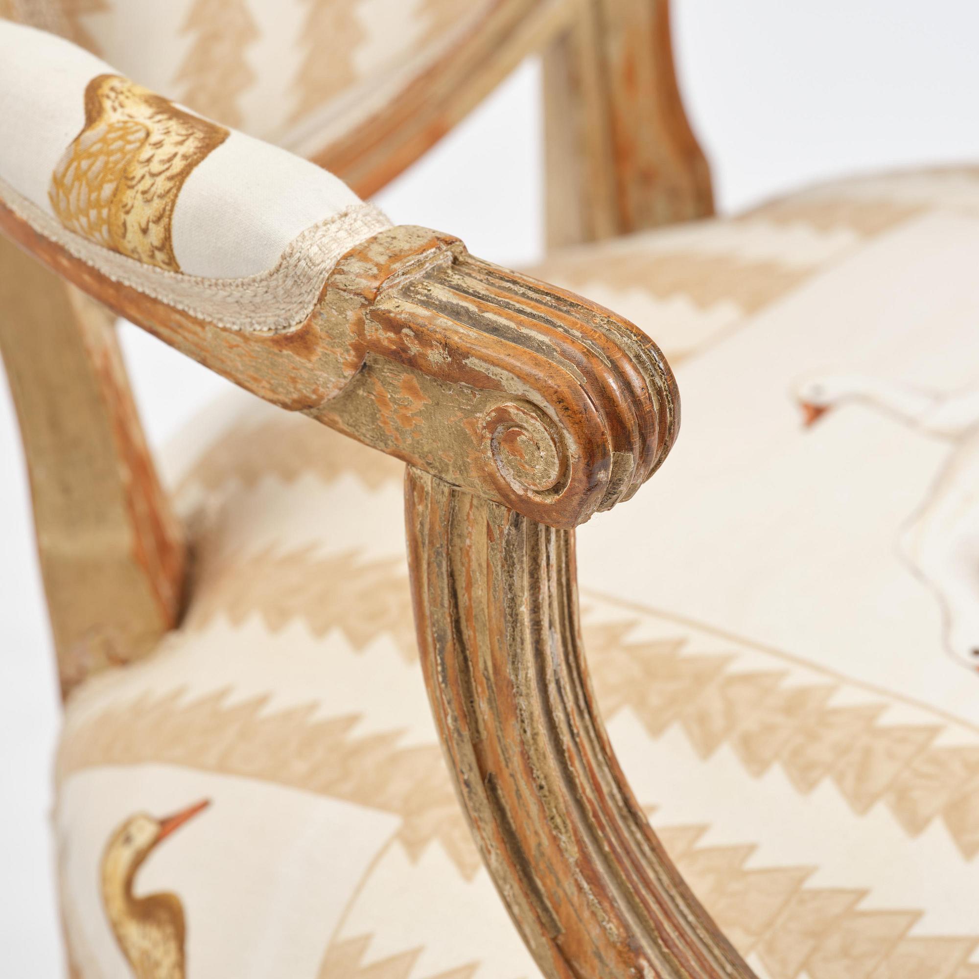 A pair of French Louis XVI children's open armchairs, late 18th century.