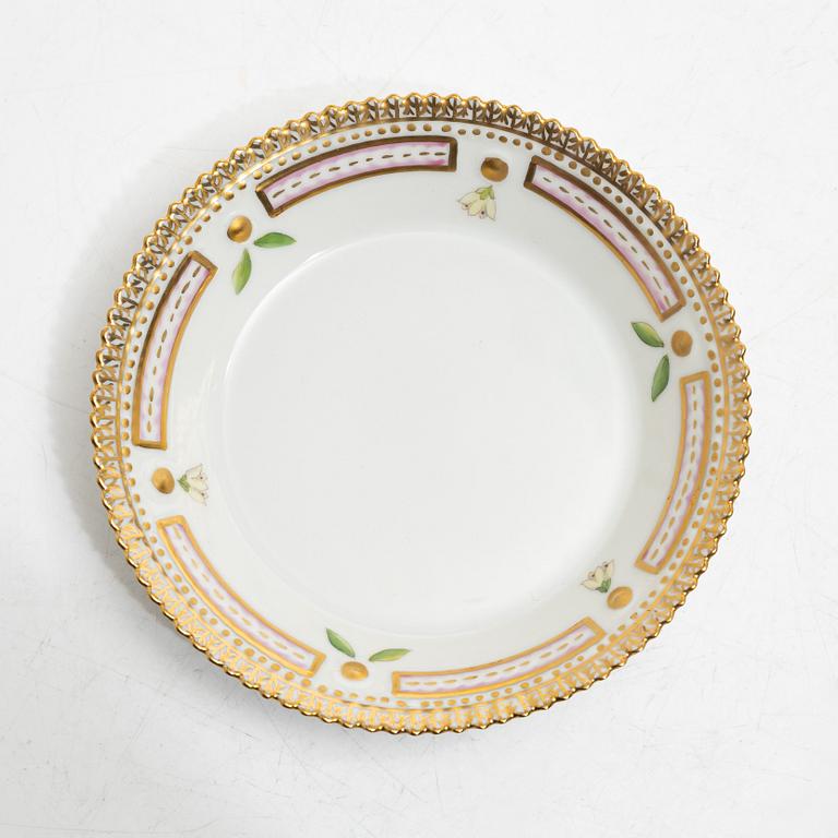 Royal Copenhagen, seven mocka cups with saucers, 'Flora Danica', Denmark.