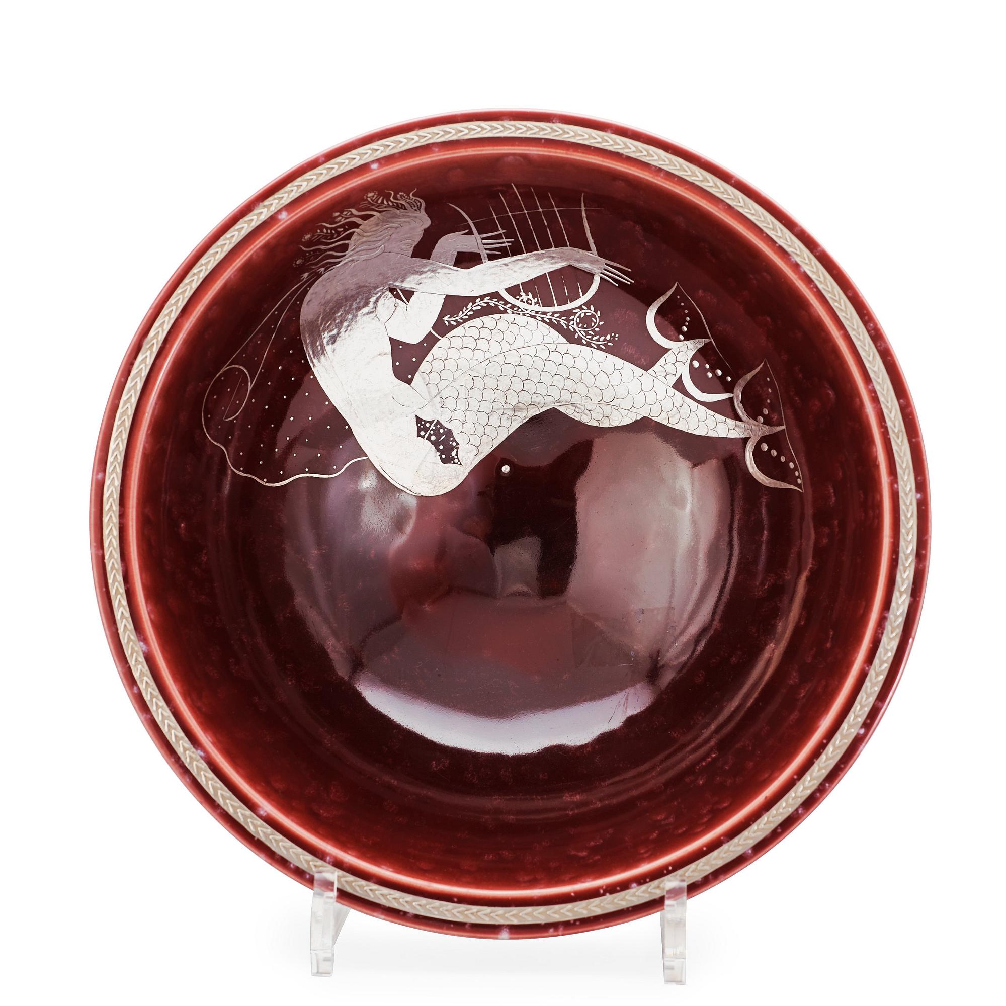 A Wilhelm Kåge red 'Argenta' stoneware bowl, Gustavsberg 1933.