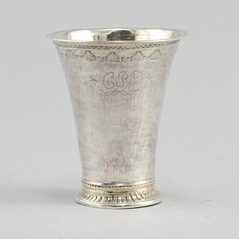 BÄGARE, silver, Bengt Collin, (1699-1755), Uppsala, vikt 59 gram.