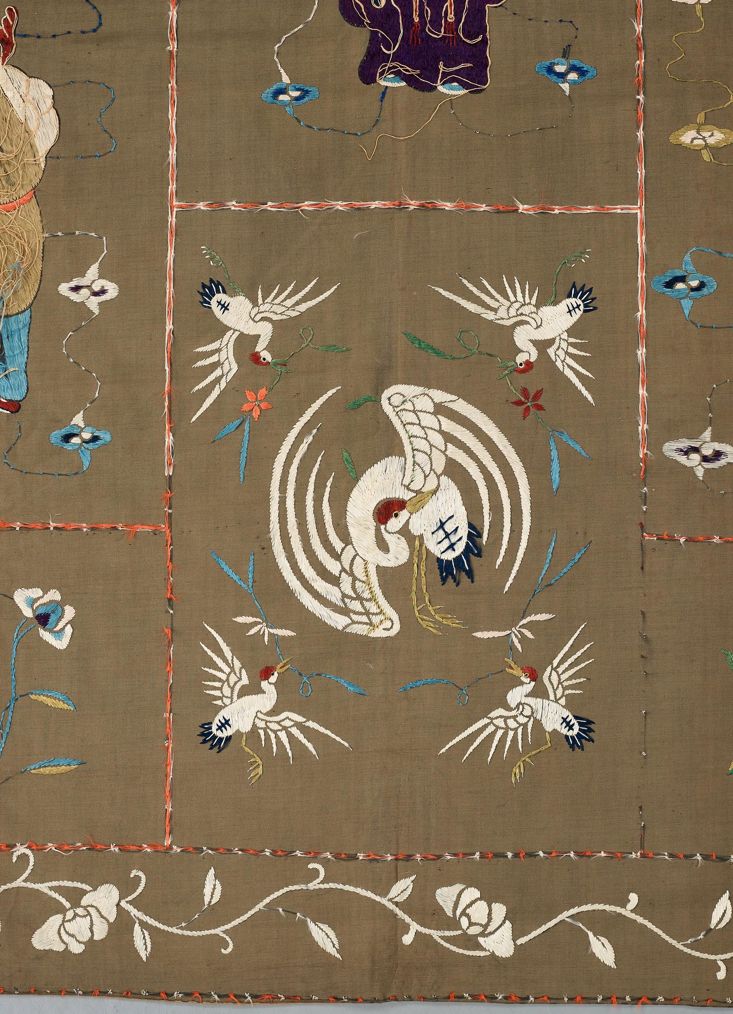 A Chinese silk embroidery, late Qing dynasty, 19th Century.