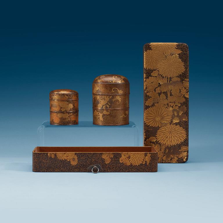 A set of three Japanse lacquer boxe, period of Meiji (1868-1912).
