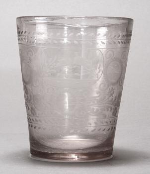 BÄGARE, glas, tidigt 1800-tal.