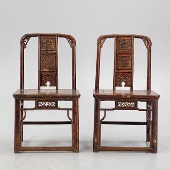 A pair of early 20th century chairs, China.