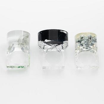 Siv Lagerström, three acrylic rings, 1970s.
