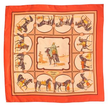 451. HERMÈS, silk scarf, "Chevaux arabes".
