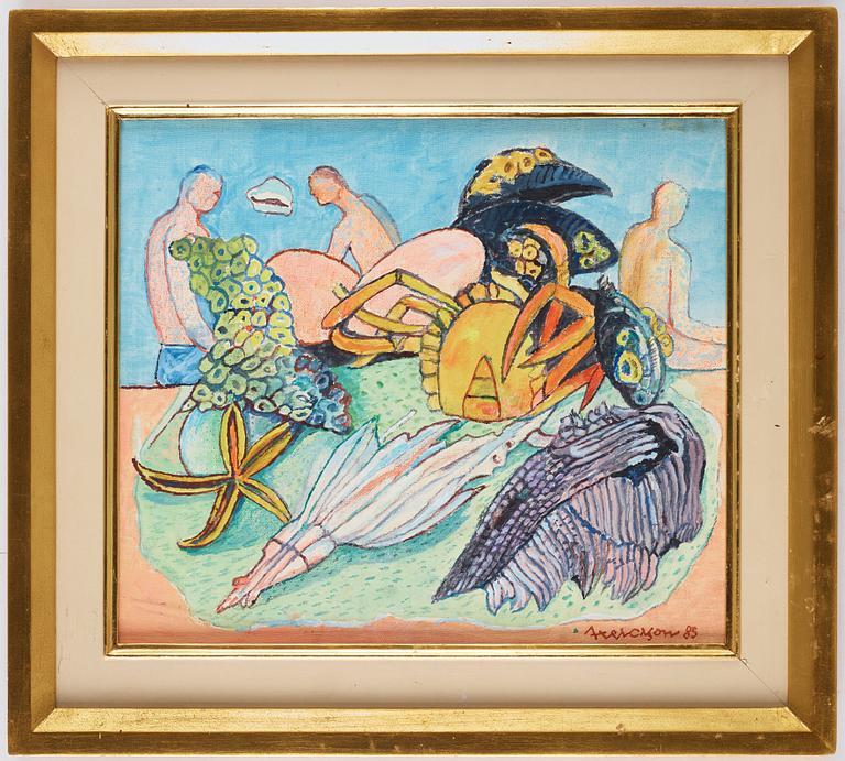 Axel Olson, oil on panel, signed and dated -85.