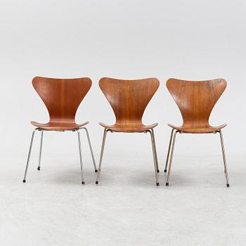 Arne Jacobsen, stolar 3 .st, "Sjuan", Fritz Hansen, 1960-tal.