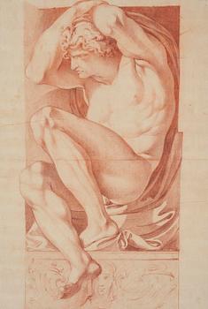 851. Johan Tobias Sergel, Sitting youth after Carracci.