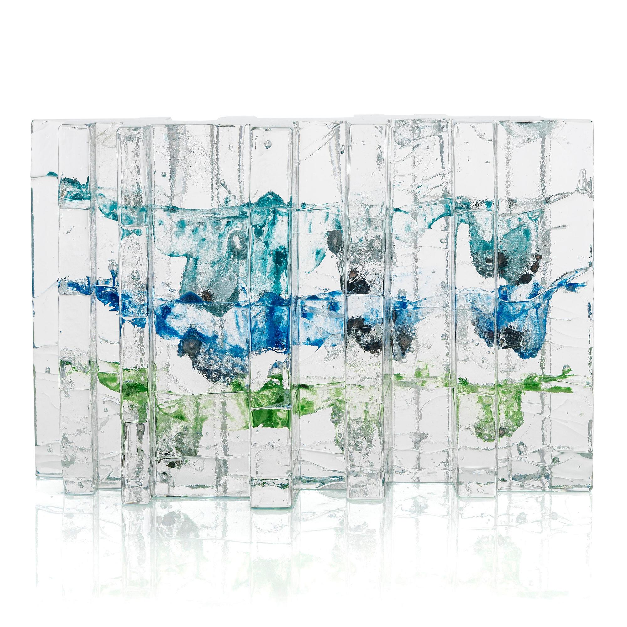 Helena Tynell, glasskulptur, "Skog", signerad Helena Tynell Riihimäen Lasi Oy.
