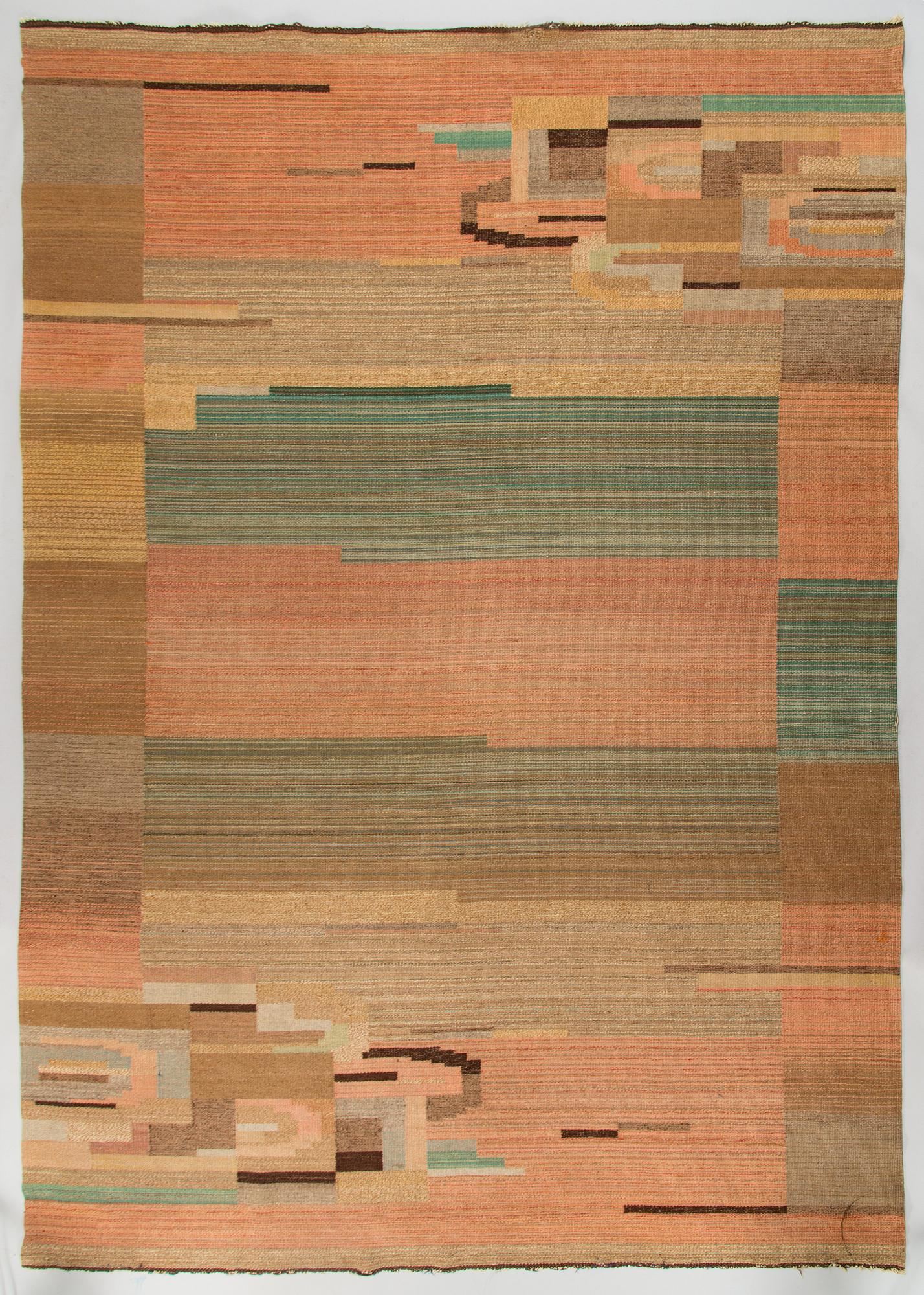 Greta Skogster-Lehtinen, hårgarnsmatta, tillverkare Aaltonens Mattväveri Kiikka 1930-tal. Ca 340 x 240 cm.