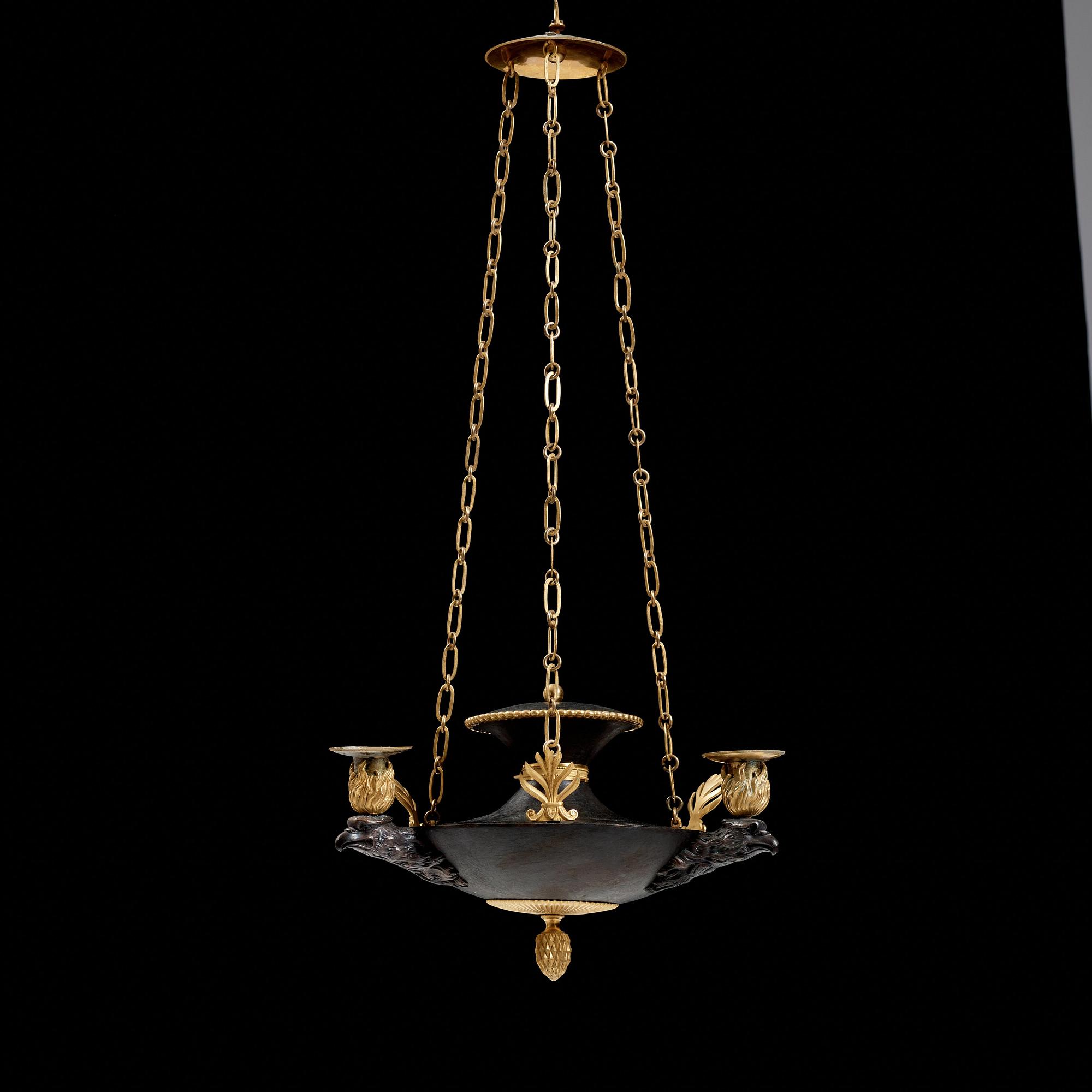 AMPEL, för tre ljus, svensk empire, 1800-talets början.