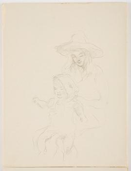 Lotte Laserstein, Skissblock med 22 teckningar varav 7 signerade.