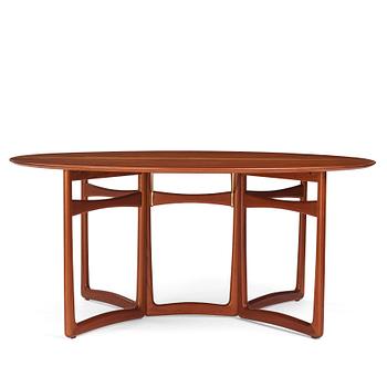 396. Peter Hvidt & Orla Mølgaard Nielsen, a teak gate leg dining table, France & Son, Denmark, 1950s-1960s.