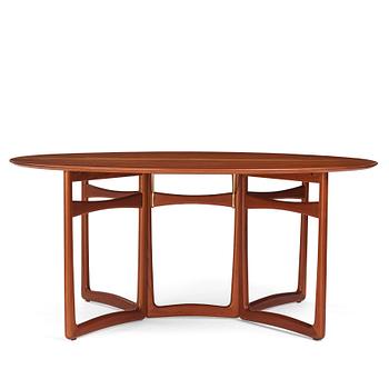 396. Peter Hvidt & Orla Mølgaard Nielsen, a teak gate leg dining table, France & Son, Denmark, 1950s-1960s.