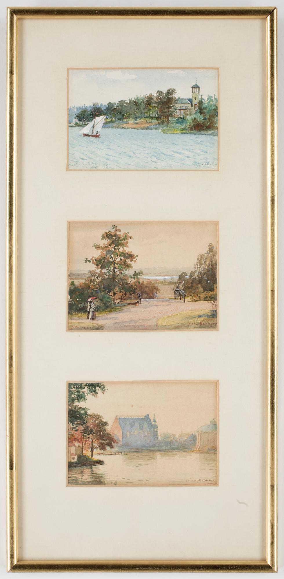 SIBBE MALMBERG, 4 st, akvarell på papper, sign o en dat -95.