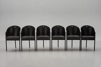 KARMSTOLAR, 6 st, "Costes", Philippe Starck, Aleph, Driade, Italien, märkta/etikettmärkta.