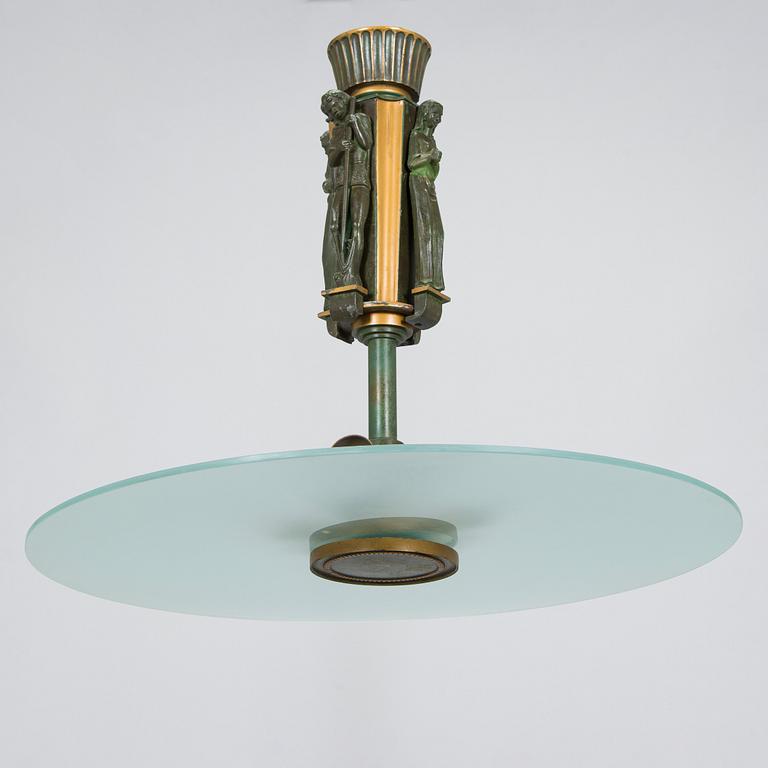 An Art Déco Ceiling light, presumably Ystad Metall, Sweden 1920s-1930s.