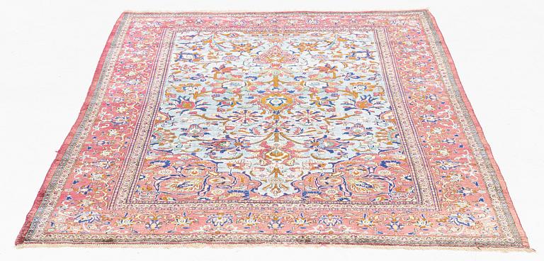 An antique silk Kashan, rug, ca 198,5 x 129,5 cm.