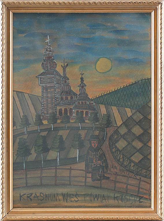 NIKIFOR KRYNICKI, blandteknik, signerad.