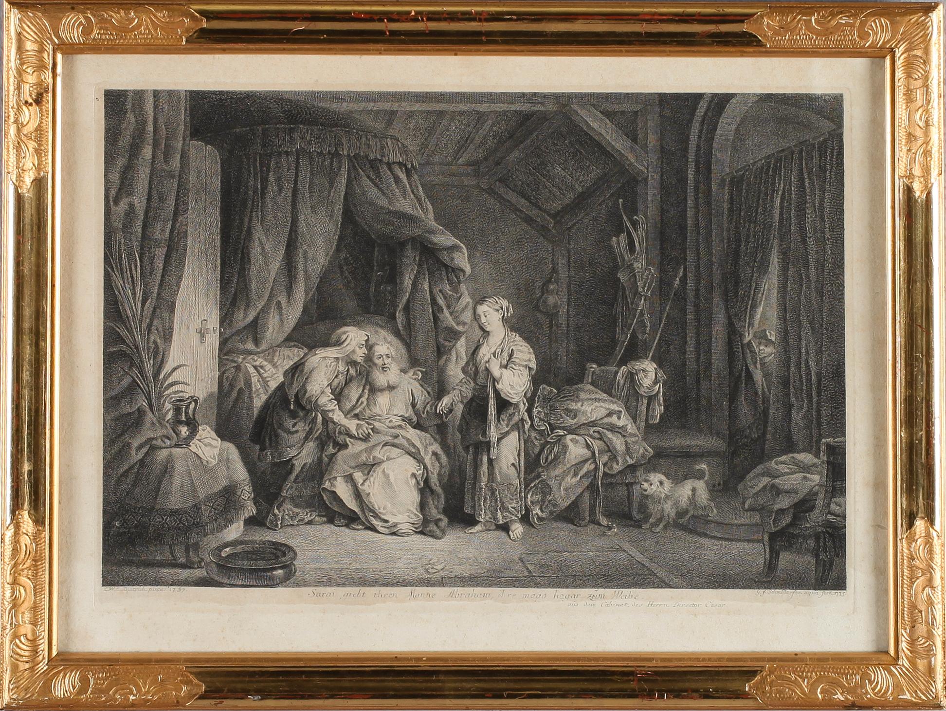 KOPPARSTICK, 2 st, bl a efter C W E Dietrich, 1700-tal.