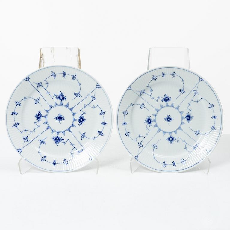 Royal Copenhagen, Three pairs of 'Blue fluted' porcelain plates, 'Musselmalet', second part of the 1900s.