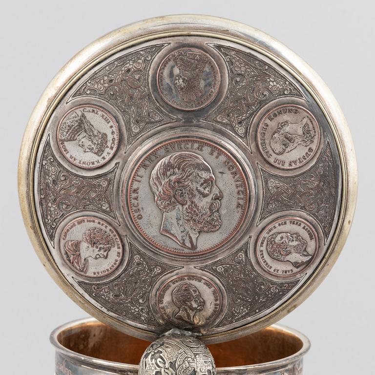 A Swedish late 19th century silver plated tankard, mark of GAB (Guldsmedsaktiebolaget), Stockholm.