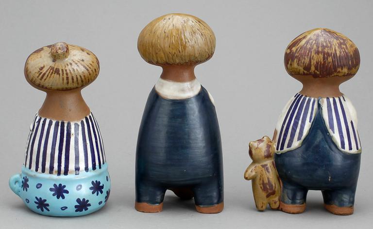 FIGURINER, 3 st, stengods, Lisa Larson, Gustavsberg, 1900-talets andra hälft.