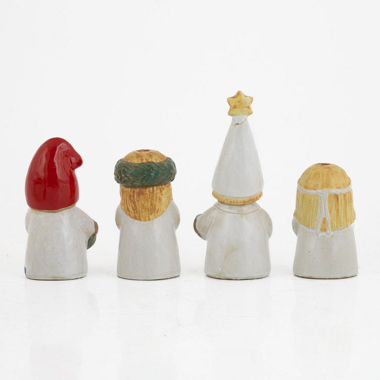 Lisa Larson, figurines, 4 pcs, stoneware, from the "Advent" series, Gustavsberg.