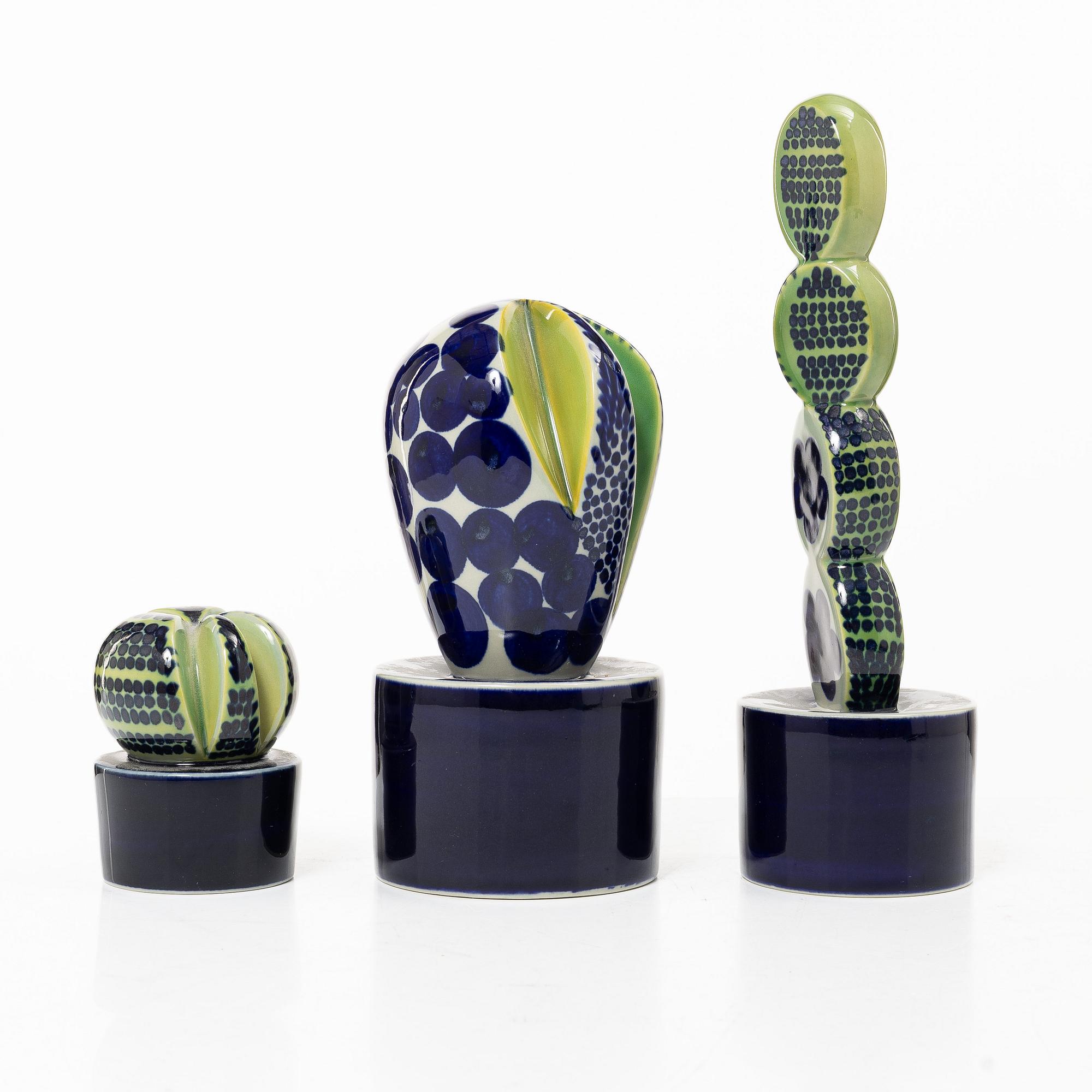 Marianne Westman, figurines, 3 pcs, "Cactus", Rörstrand.