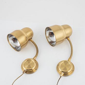 Wall lamps, a pair, EWÅ, Värnamo, Sweden 1970s.