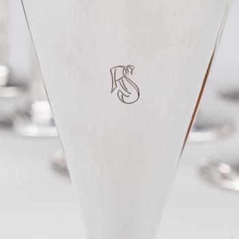 BÄGARE, 12 st, silver, svenska stämplar, 1930-tal. Tot vikt ca 720 g.