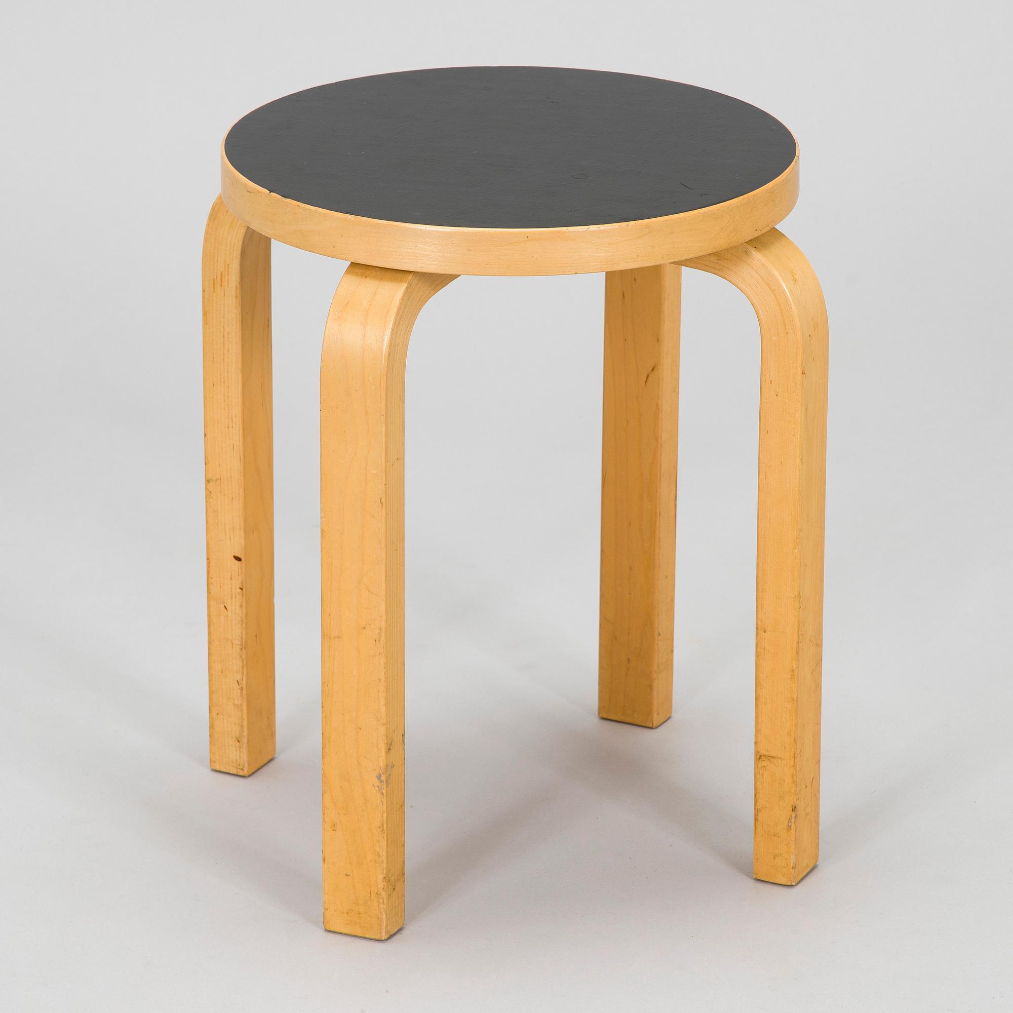 Alvar Aalto, A 1960's-1970's E60 stool for Artek, Finland.