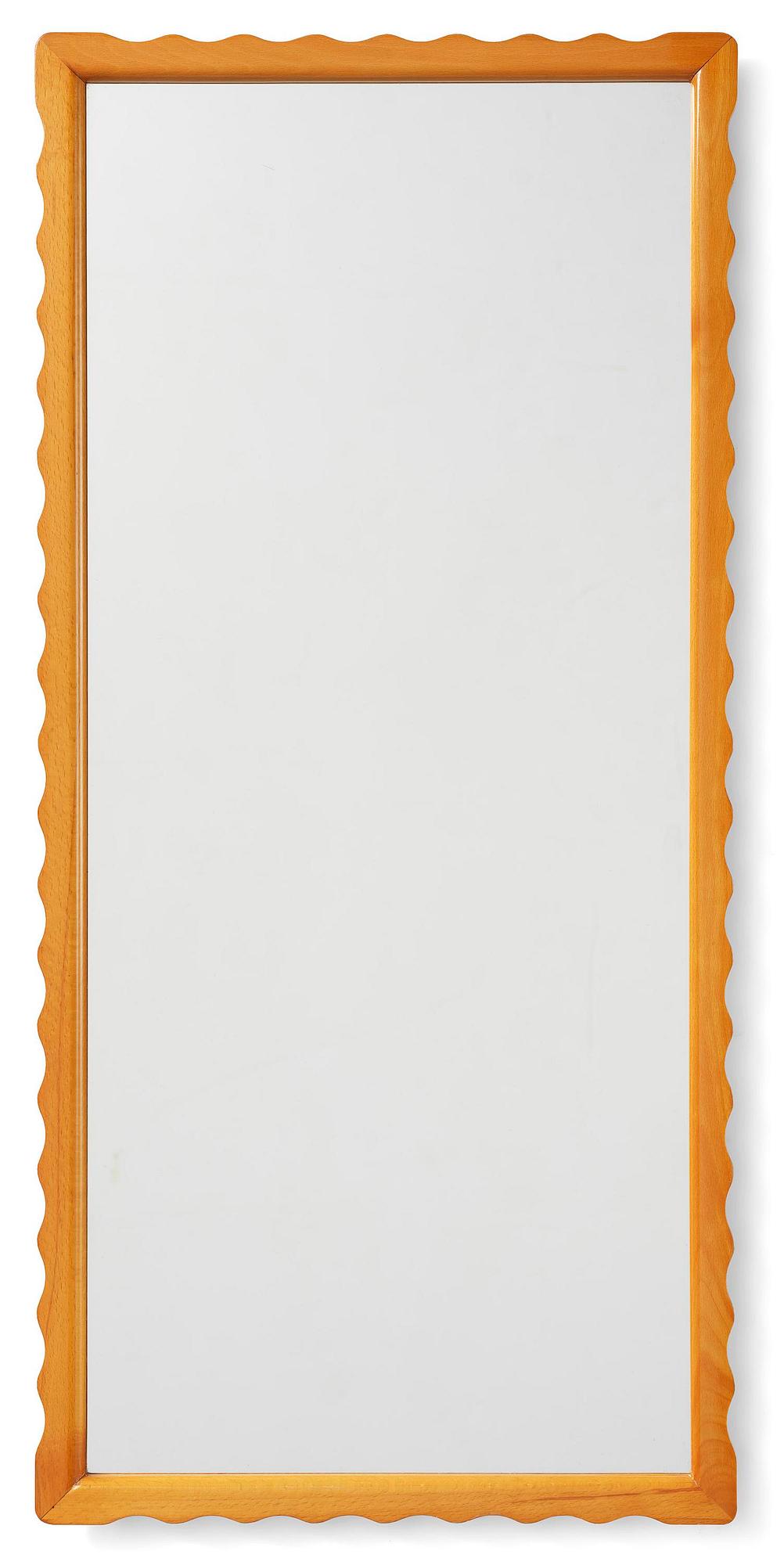 Swedish Modern, a wall mirror with wave-shaped frame, 1940s.