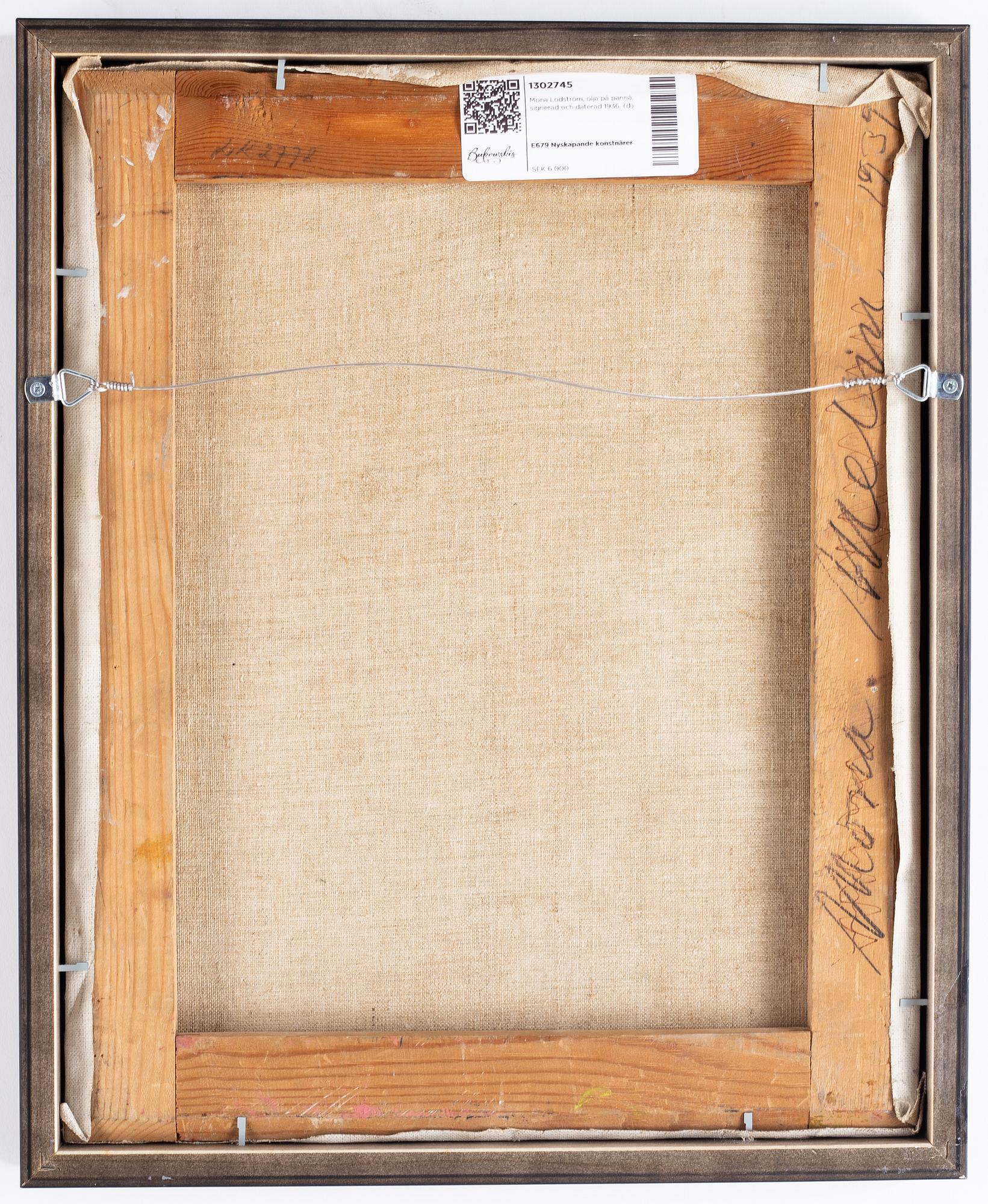 Mona Lodström, oil on canvas, signed and dated 1936.