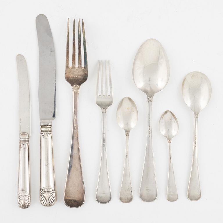 David Andersen, a 46-piece silver cutlery, Norway, bearing Swedish import marks, 20th Century.