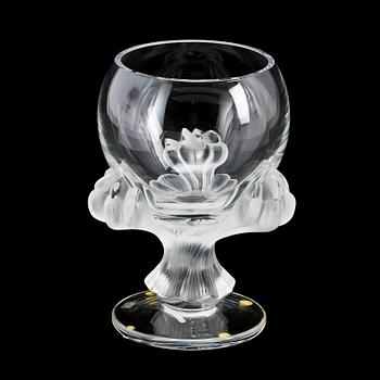 SKÅL PÅ FOT, glas, Lalique, sign "Lalique France".