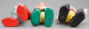 LEKSAKSFIGURER, 3 st, plast, en märkt Walt Disney Productions.