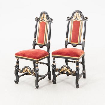 A öair of Swedish 18th century Baroque chairs.