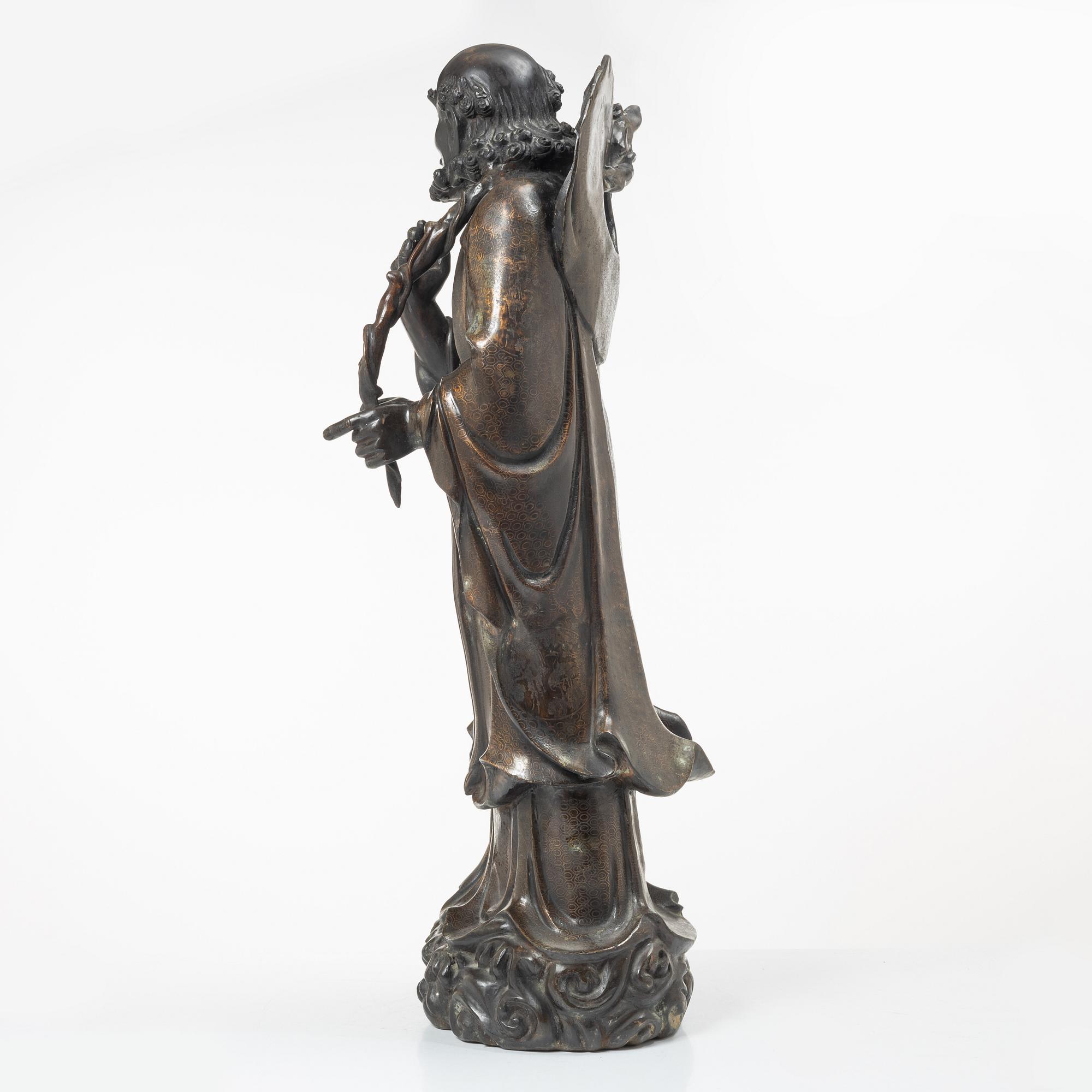 A large Japanese bronze figure of a Rakan, Meiji (1868-1912).