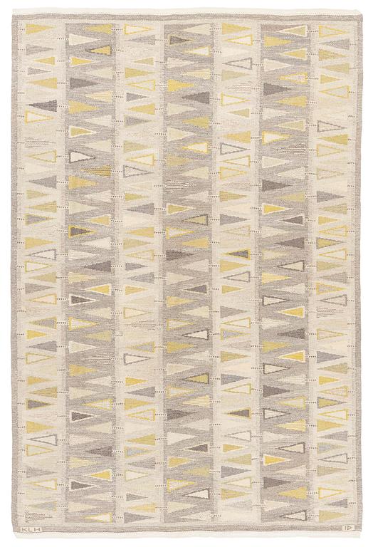 Ingrid Dessau, a carpet, 'Pilevall', flat weave and tapestry weave, c. 258 x 173 cm, signed KLH ID.