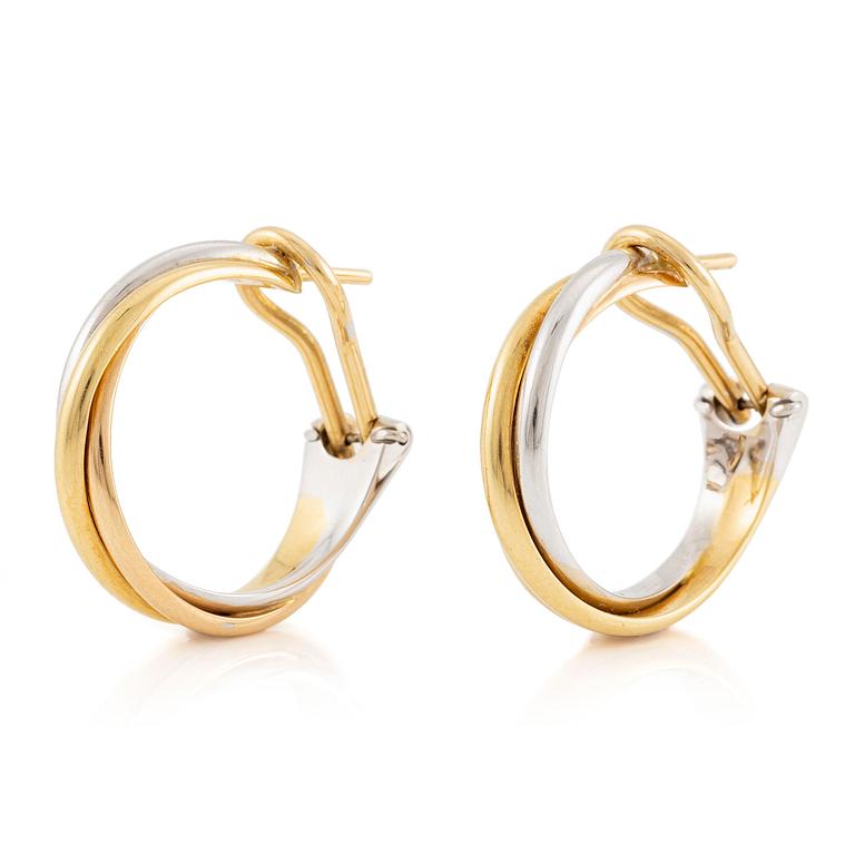 A Cartier a pair of "Trinity" earrings 18K gold in three colours.
