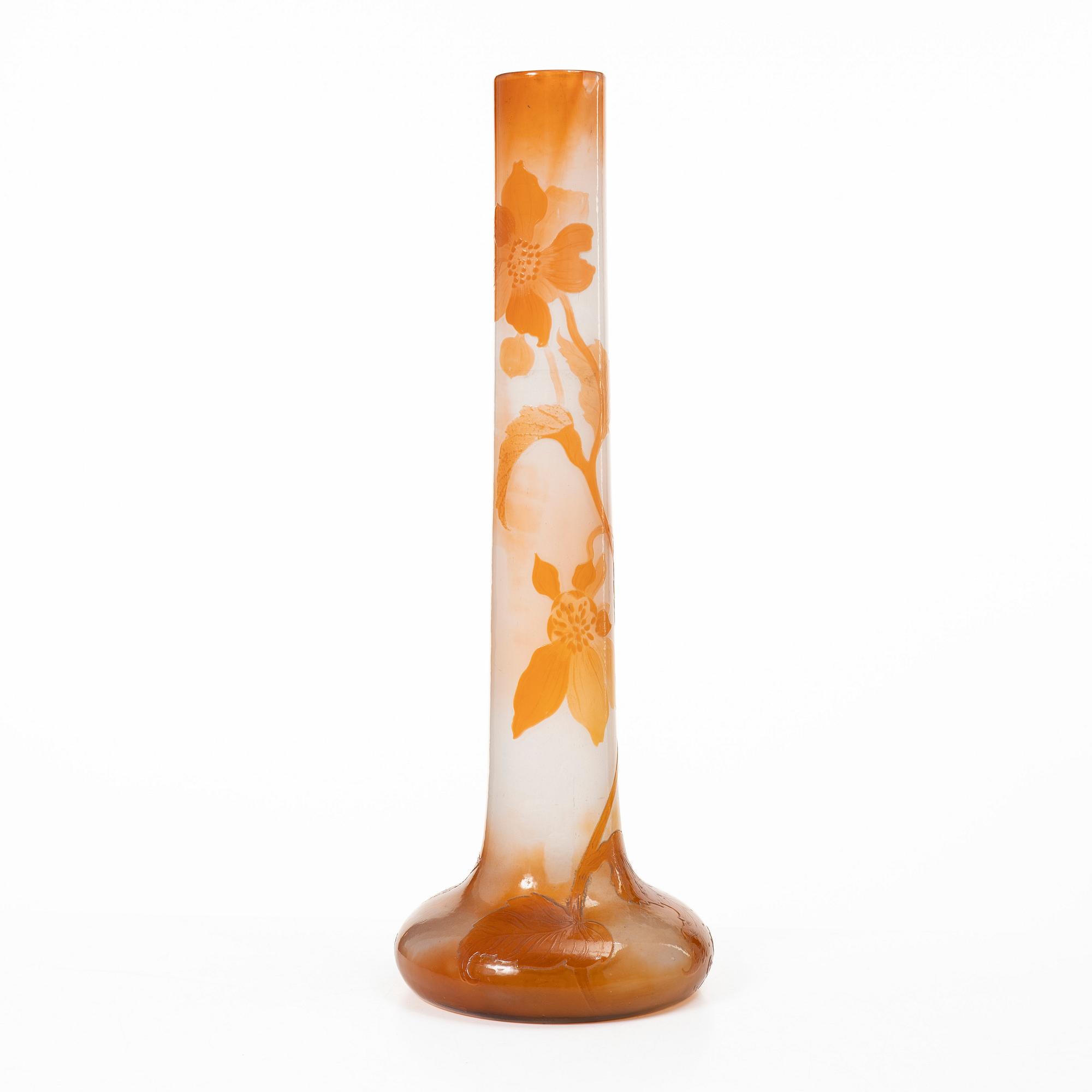 Emile Gallé, vas, överfångsglas, Nancy, Frankrike, Art Nouveau.